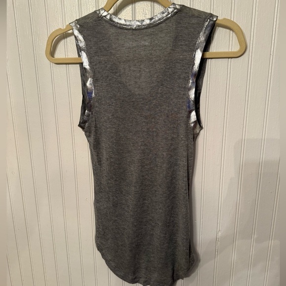 Zadig & Voltaire “Foils” Tam Foil Grey and Silver Tank Top - Picture 4 of 5